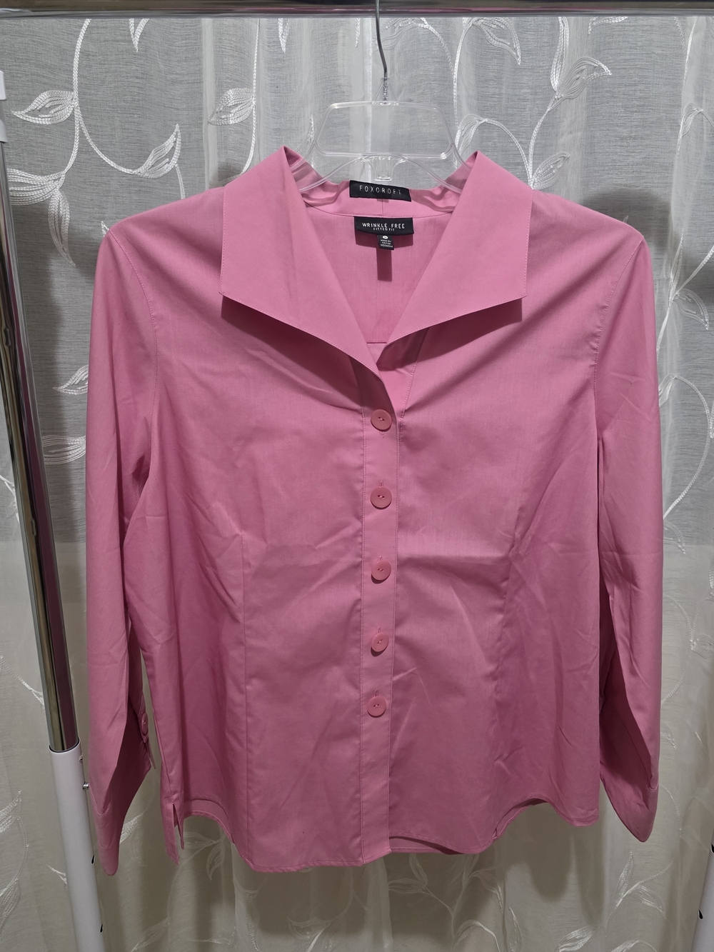 Foxcroft Wrinkle Free Fitted Button-Down Shirt Pink Size 18 Like New